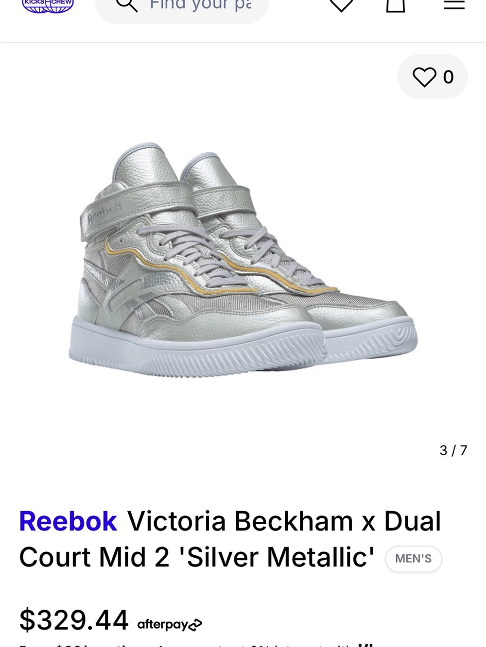 Reebok Silver Metallic High-Top Sneakers with Gold Trim